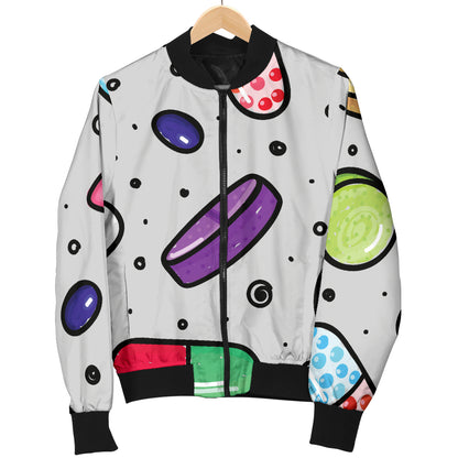 Pill Pattern Print Design A04 Women's Bomber Jacket