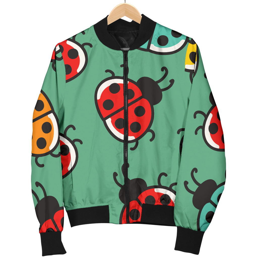 Ladybug Pattern Print Design 02 Women's Bomber Jacket