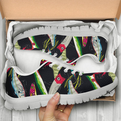 Fishing Bait Print Sneakers White Bottom Shoes