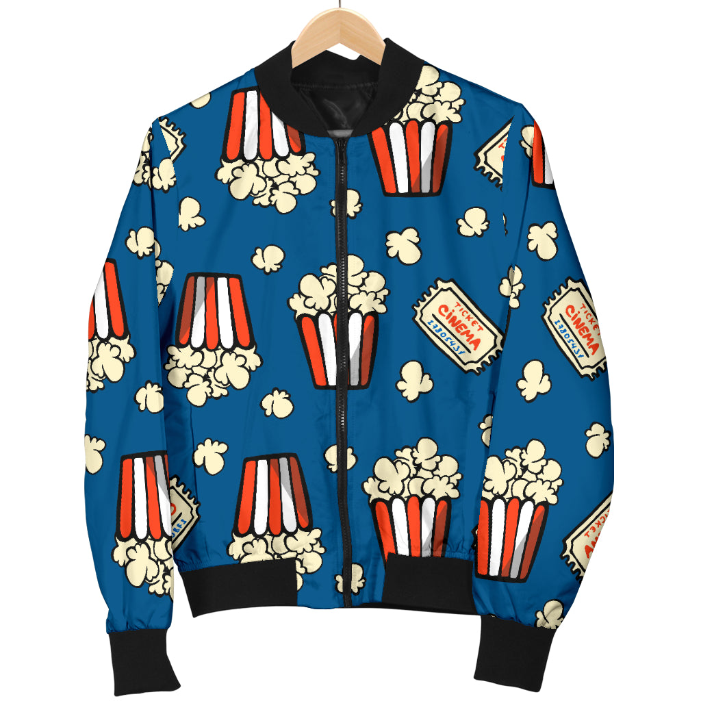 Popcorn Pattern Print Design A03 Women's Bomber Jacket