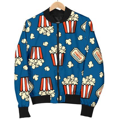 Popcorn Pattern Print Design A03 Women's Bomber Jacket