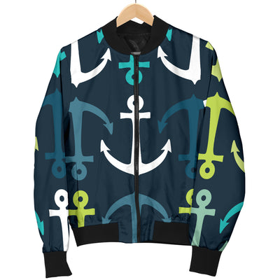 Anchor Pattern Print Design 03 Women's Bomber Jacket