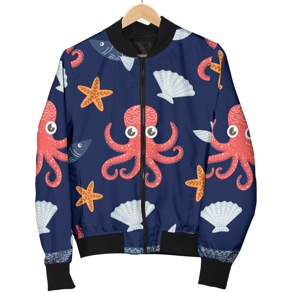 Octopus Pattern Print Design A04 Women's Bomber Jacket