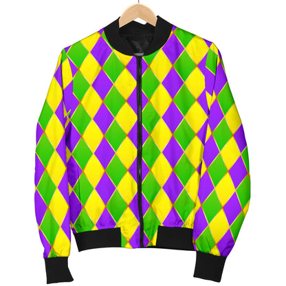 Mardi Gras Pattern Print Design 01 Women's Bomber Jacket