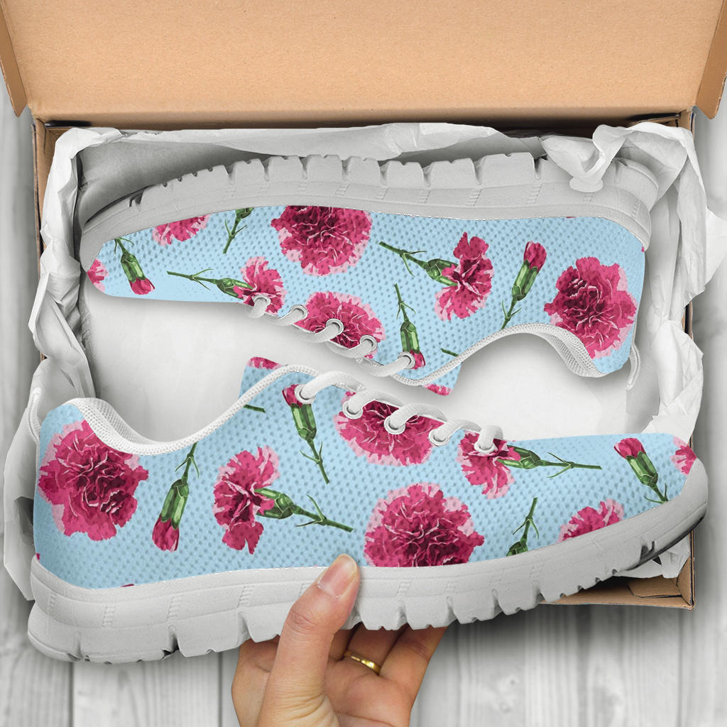 Carnations Pattern Print Design CN01 Sneakers White Bottom Shoes