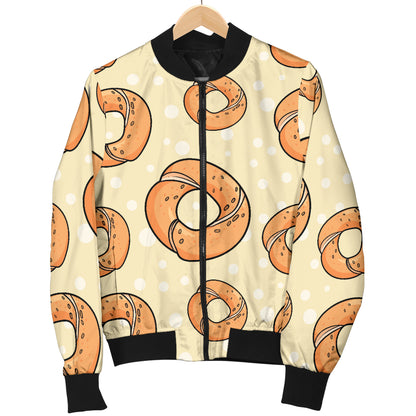 Bagel Pattern Print Design 03 Women's Bomber Jacket