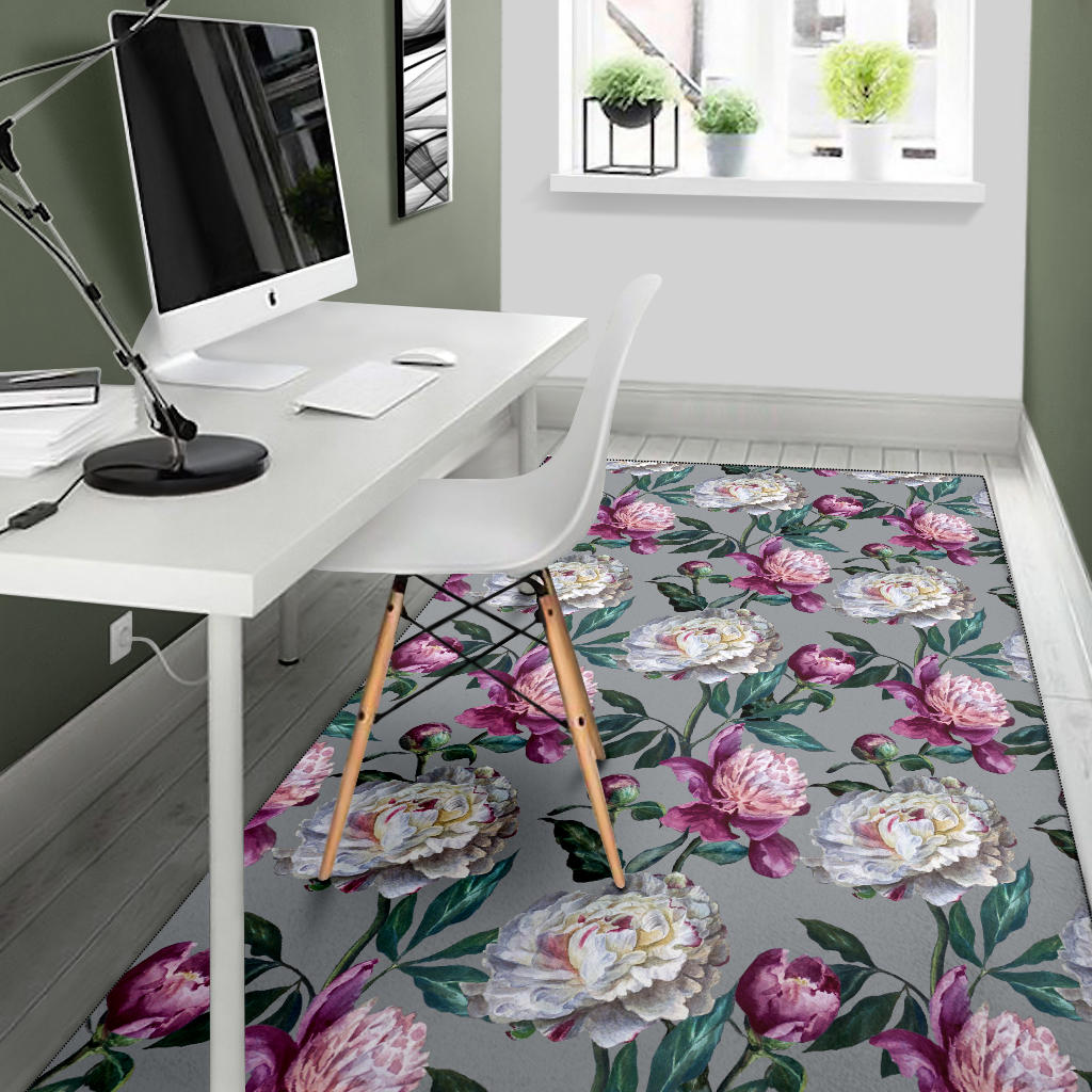 Peony Pattern Print Design PE01 Area Rugs