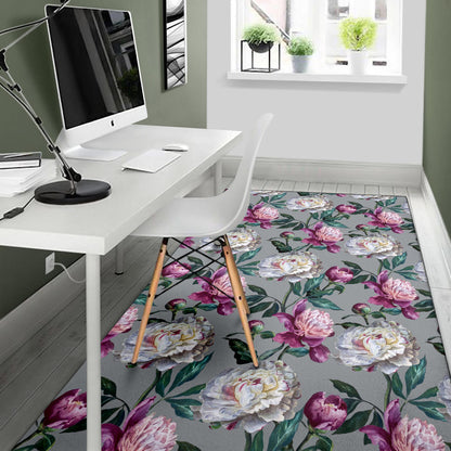 Peony Pattern Print Design PE01 Area Rugs