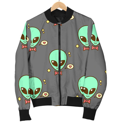 Alien Pattern Print Design 02 Women's Bomber Jacket