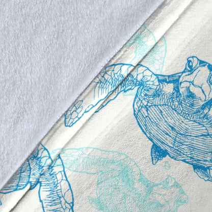 Sea Turtle Pattern Print Design T01 Fleece Blanket