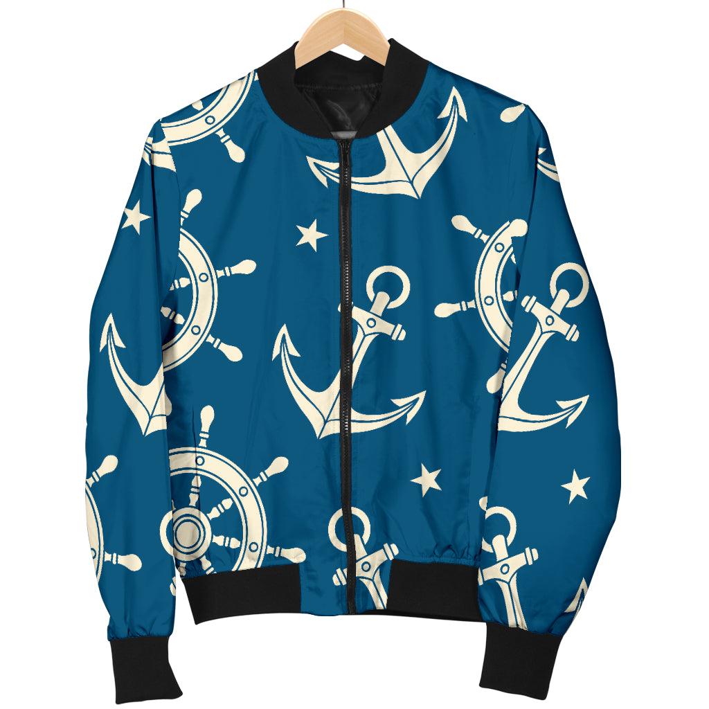 Anchor Pattern Print Design 01 Women's Bomber Jacket