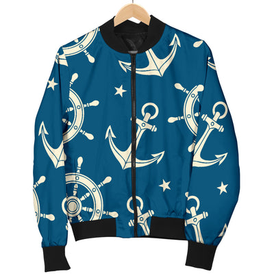 Anchor Pattern Print Design 01 Women's Bomber Jacket