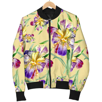 Iris Pattern Print Design IR06 Women Bomber Jacket