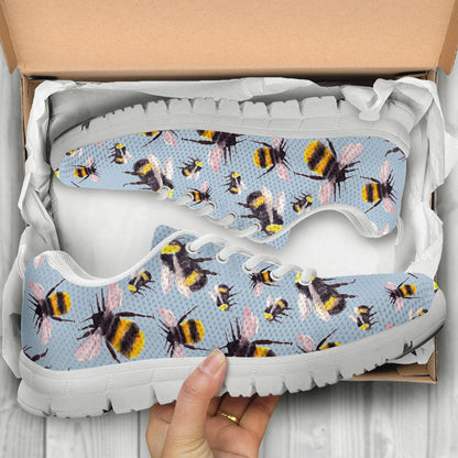 Bee Pattern Print Design BEE08 Sneakers White Bottom Shoes