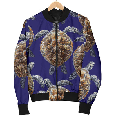 Sea Turtle Pattern Print Design T05 Women Bomber Jacket