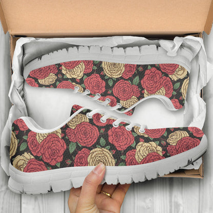 Camellia Pattern Print Design CM01 Sneakers White Bottom Shoes
