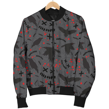 Crow Pattern Print Design 02 Women's Bomber Jacket