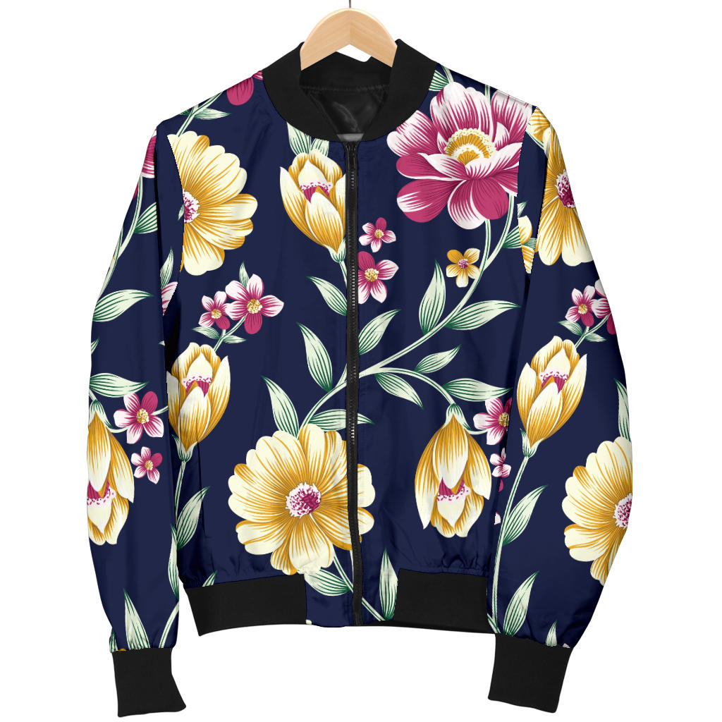Gerberas Pattern Print Design GB03 Women Bomber Jacket