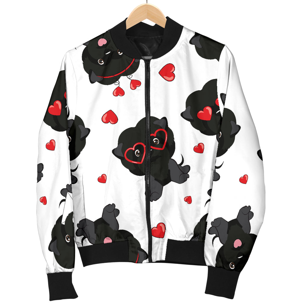 Affenpinscher Pattern Print Design 01 Women's Bomber Jacket
