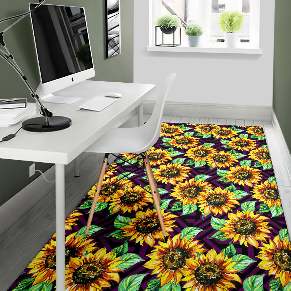 Sunflower Pattern Print Design SF012 Area Rugs