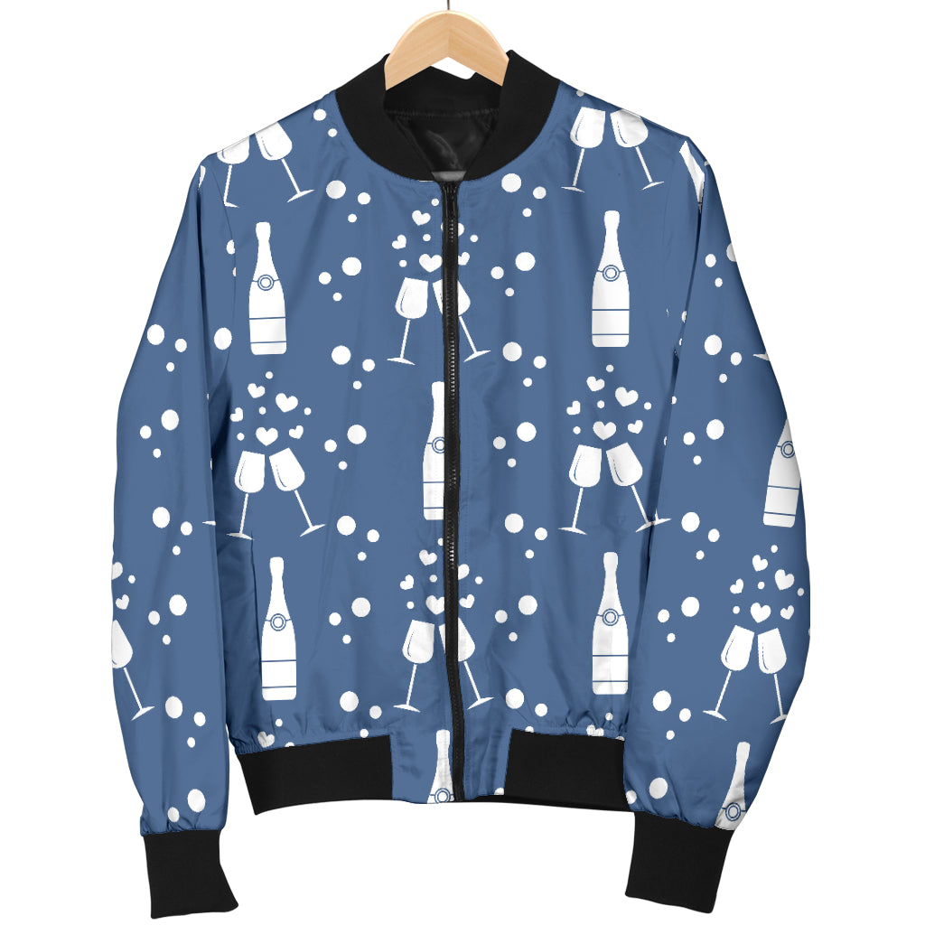 Champagne Pattern Print Design 05 Women's Bomber Jacket