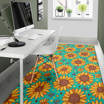 Sunflower Pattern Print Design SF013 Area Rugs