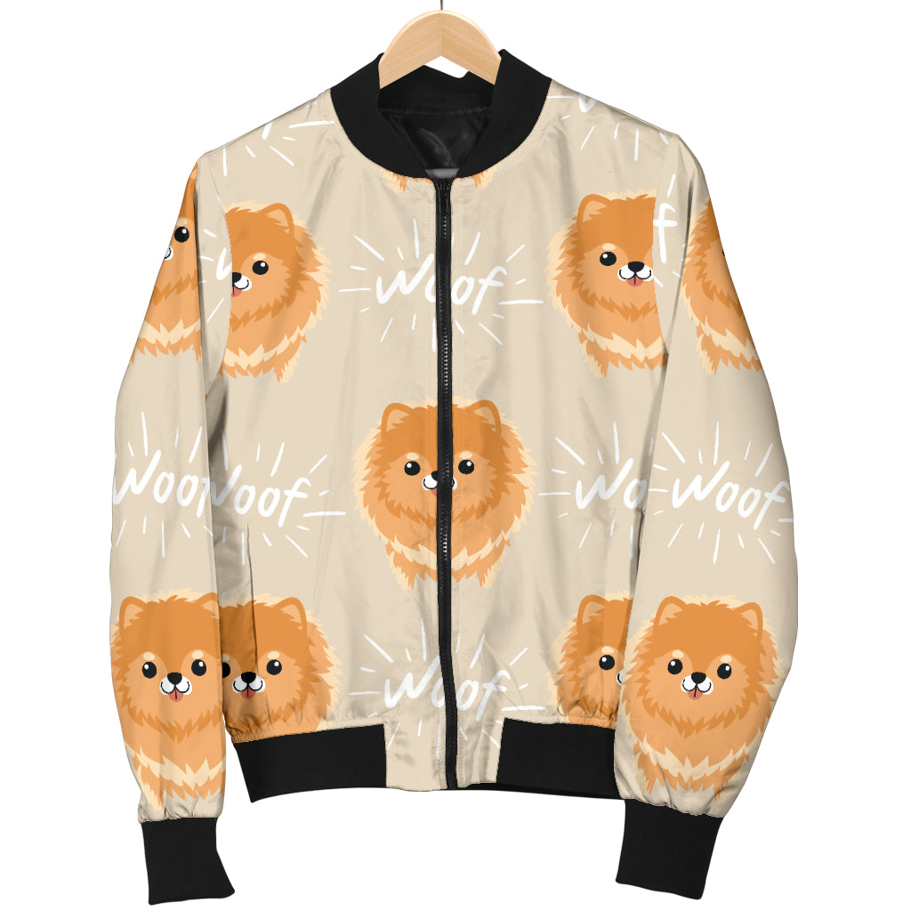 Pomeranians Pattern Print Design A04 Women's Bomber Jacket