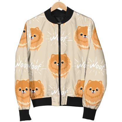 Pomeranians Pattern Print Design A04 Women's Bomber Jacket