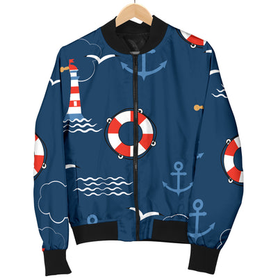 Nautical Pattern Print Design A06 Women's Bomber Jacket