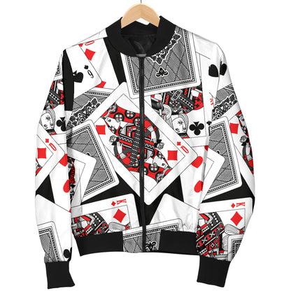 Poker Cards Pattern Print Design A04 Women's Bomber Jacket