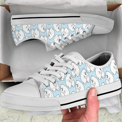 Polar Bear Pattern Print Design PB08 White Bottom Low Top Shoes