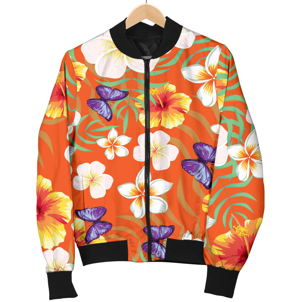 Tropical Flower Pattern Print Design TF027 Men Bomber Jacket