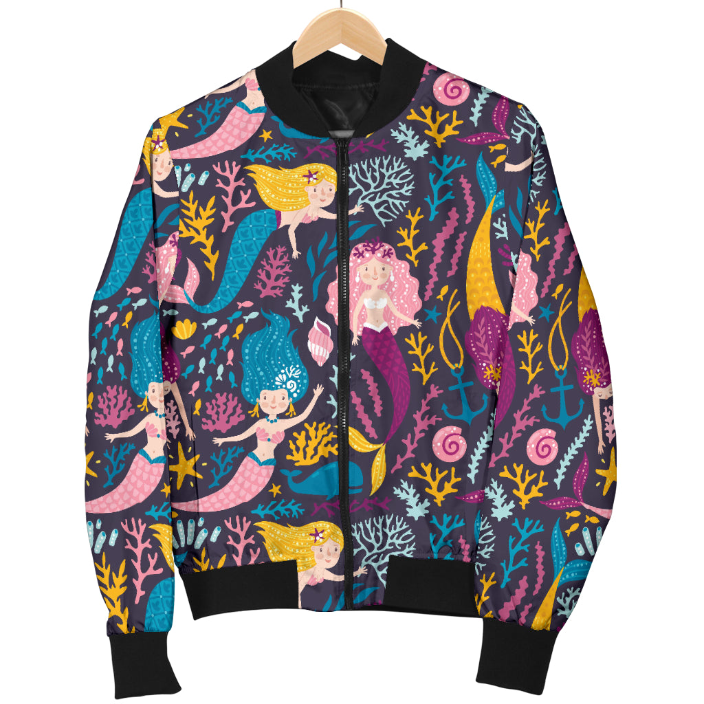 Mermaid Pattern Print Design 08 Women's Bomber Jacket