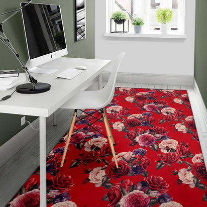 Rose Red Pattern Print Design RO07 Area Rugs