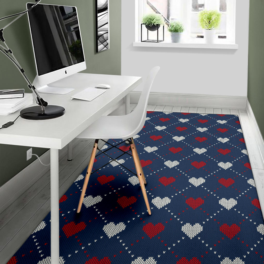 Heart Knit Pattern Print Design HE05 Area Rugs