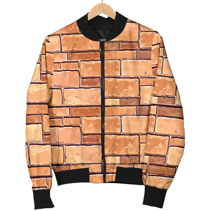 Brick Pattern Print Design 01 Women's Bomber Jacket