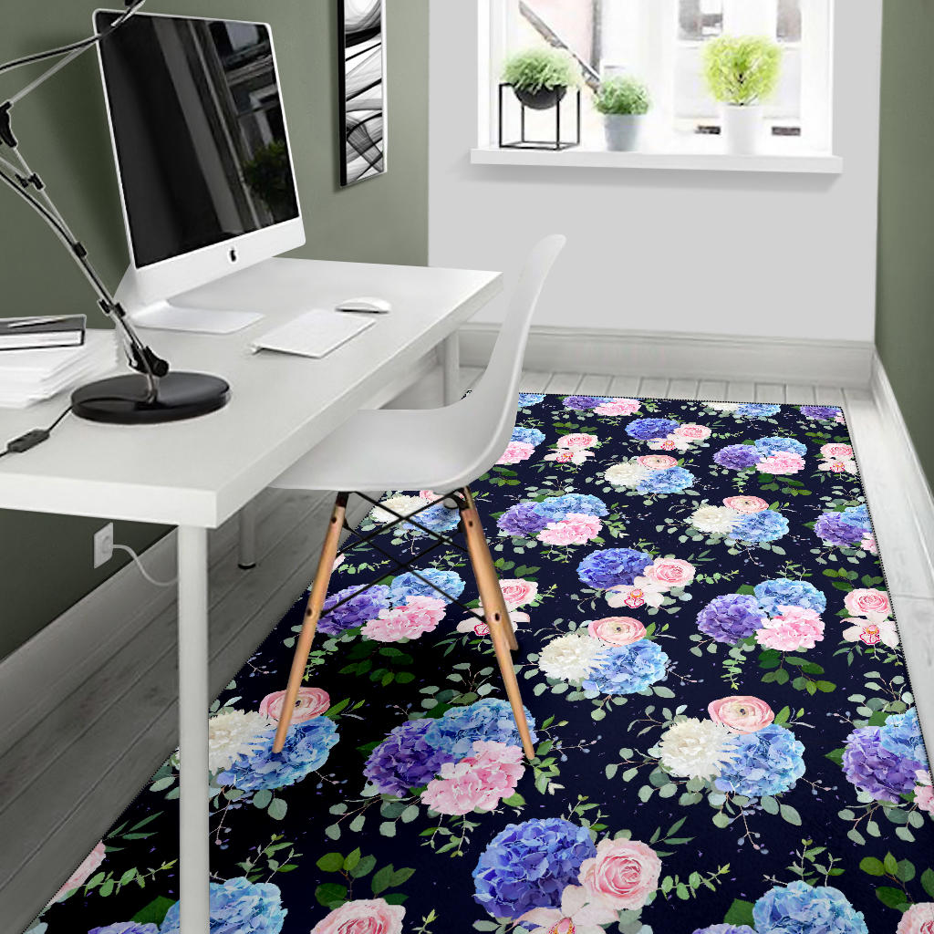 Hydrangea Pattern Print Design HD01 Area Rugs