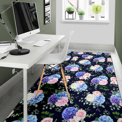 Hydrangea Pattern Print Design HD01 Area Rugs