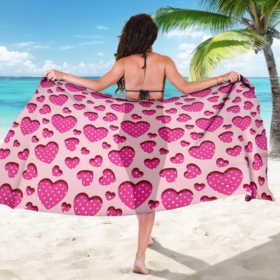 Heart Pink Pattern Print Design HE06 Sarong Pareo Wrap