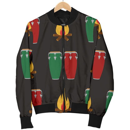 Conga Pattern Print Design 01 Women's Bomber Jacket
