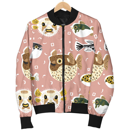 Fugu Cute Pattern Print Design 01 Women's Bomber Jacket