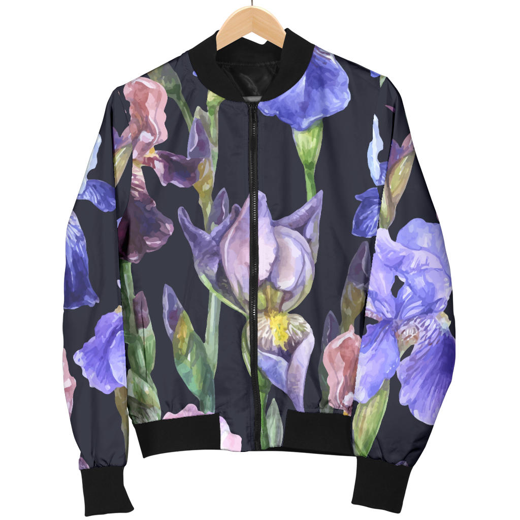 Iris Pattern Print Design IR04 Women Bomber Jacket