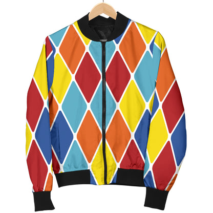 Harlequin Pattern Print Design 01 Women's Bomber Jacket