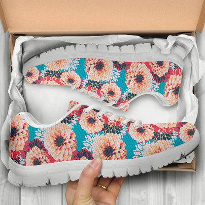 Dahlia Pattern Print Design DH05 Sneakers White Bottom Shoes