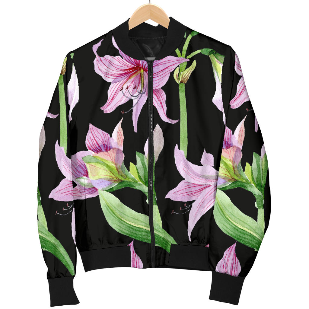 Amaryllis Pattern Print Design AL08 Men Bomber Jacket