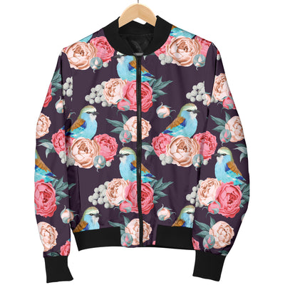 Bluebird Pattern Print Design 02 Women's Bomber Jacket