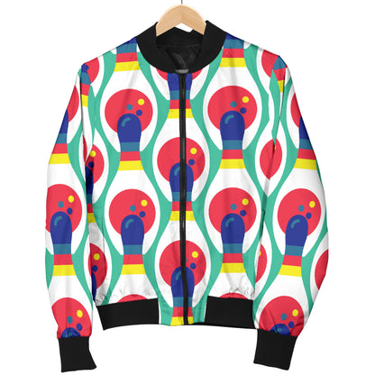 Bowling Pattern Print Design 05 Women's Bomber Jacket