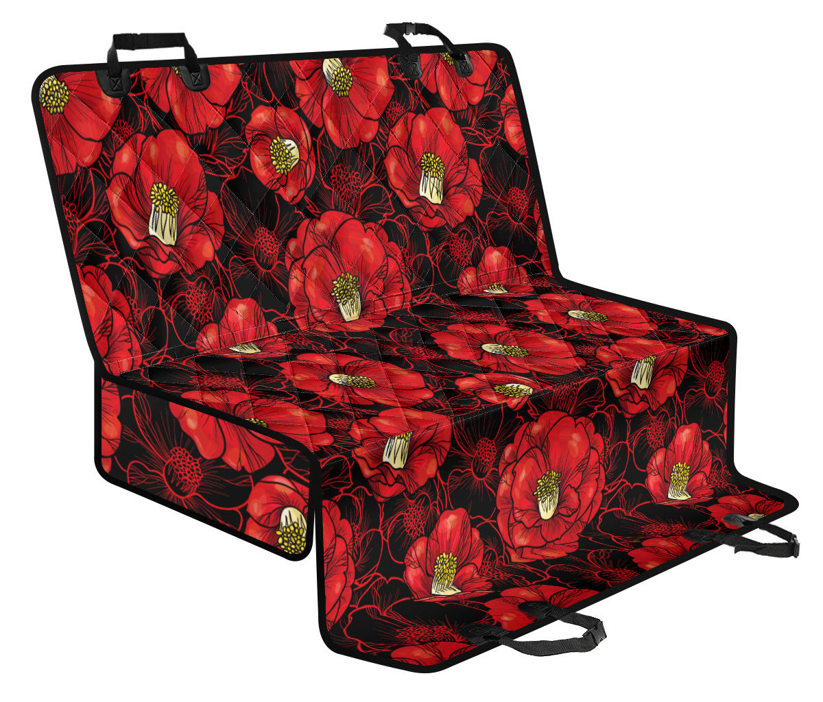 Camellia Pattern Print Design CM06 Rear Dog  Seat Cover