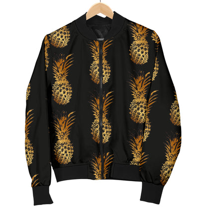 Pineapple Pattern Print Design A02 Women's Bomber Jacket