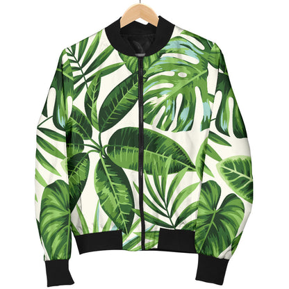 Tropical Flower Pattern Print Design TF013 Women Bomber Jacket